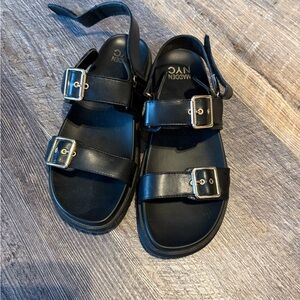 Madden NYC Black Buckle Sandals